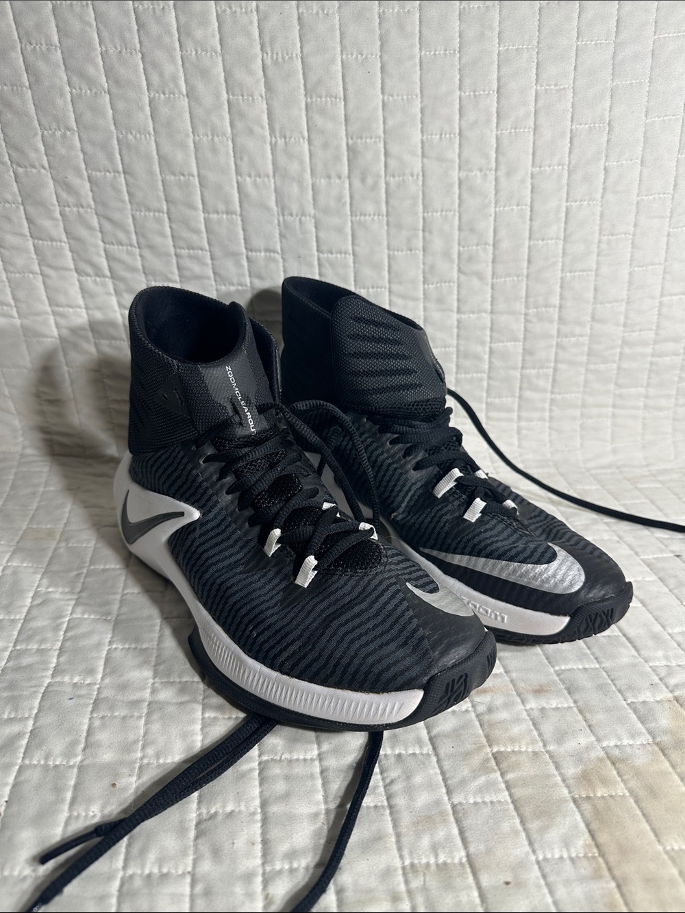 Nike Zoom Clear Out TB basketball shoes in a black and white colorway